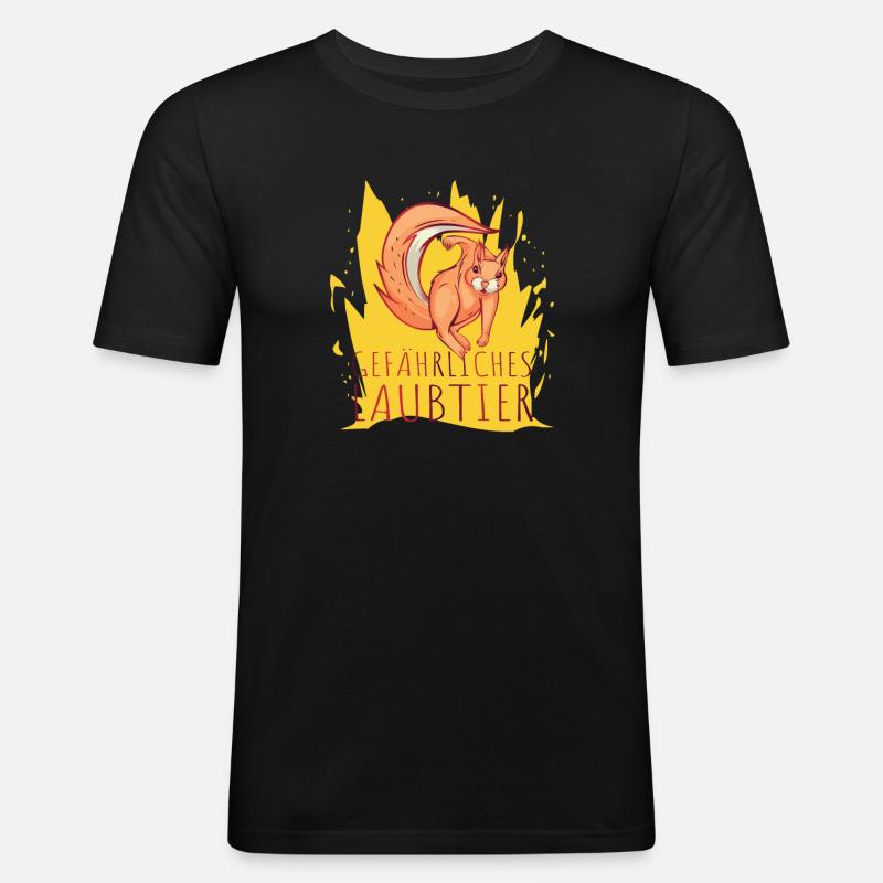 Gefährliches Laubtier Eichhörnchen - Männer Slim Fit T-Shirt - Schwarz