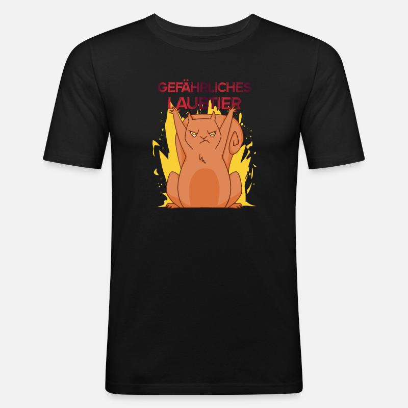 Gefährliches Laubtier Eichhörnchen - Männer Slim Fit T-Shirt - Schwarz