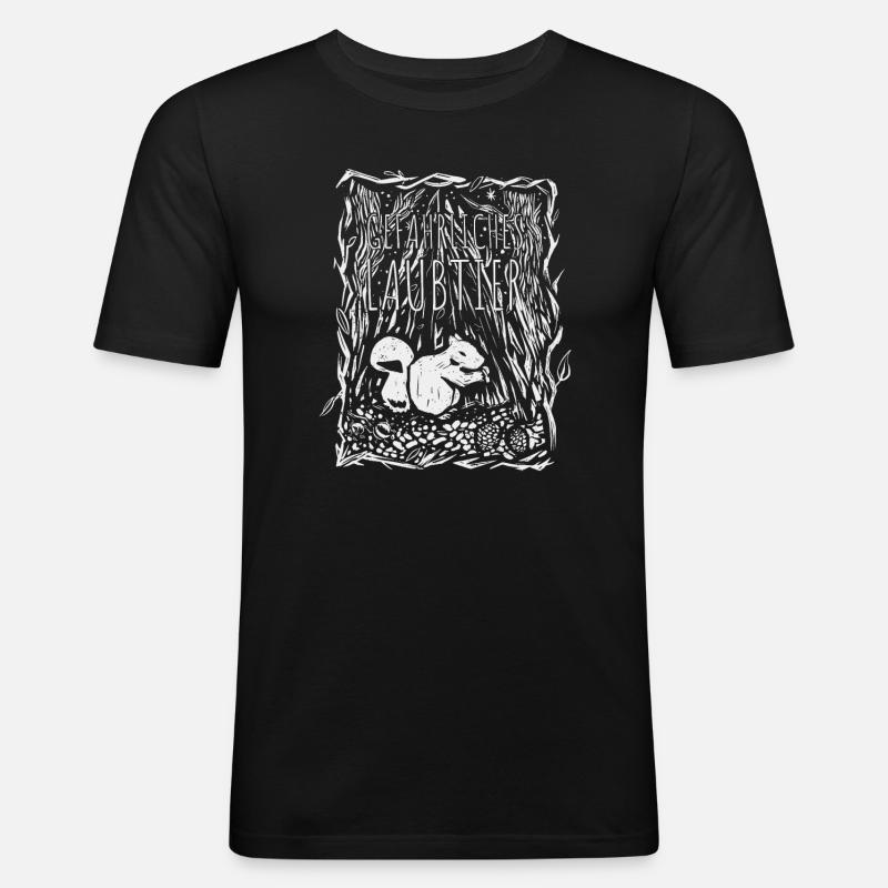 Gefährliches Laubtier Eichhörnchen - Männer Slim Fit T-Shirt - Schwarz