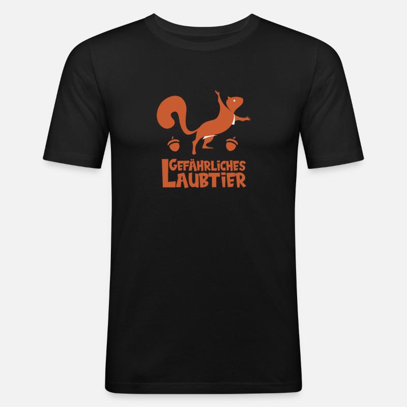 Gefährliches Laubtier Eichhörnchen - Männer Slim Fit T-Shirt - Schwarz