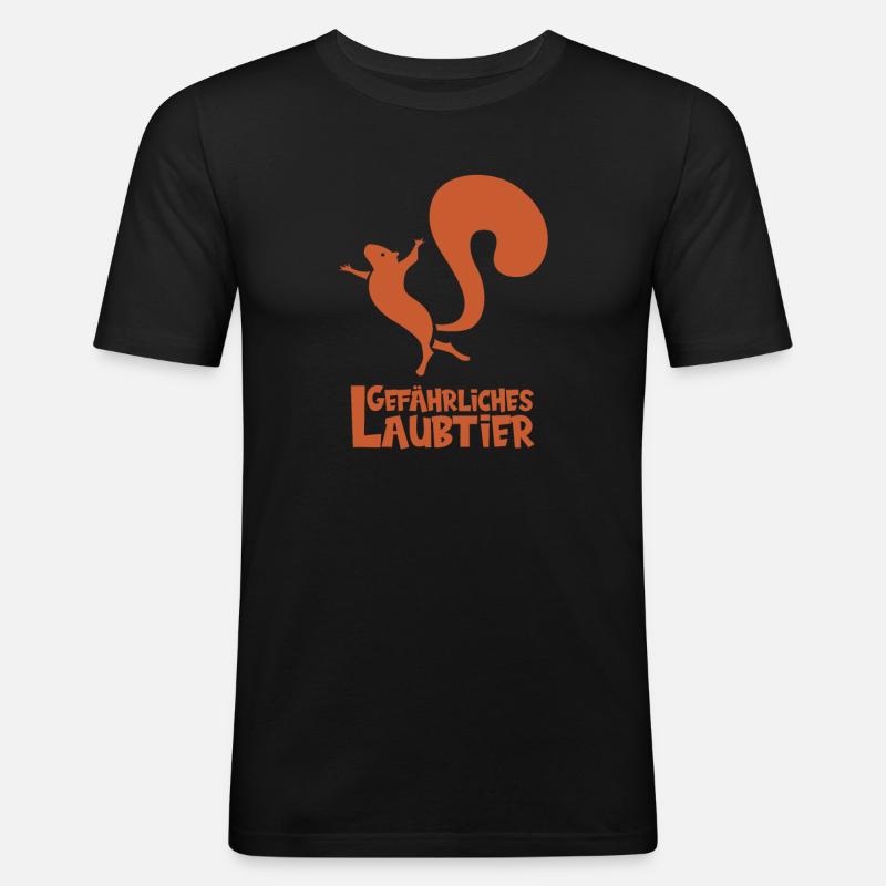 Gefährliches Laubtier Eichhörnchen - Männer Slim Fit T-Shirt - Schwarz