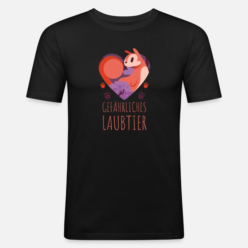 Gefährliches Laubtier Eichhörnchen - Männer Slim Fit T-Shirt - Schwarz