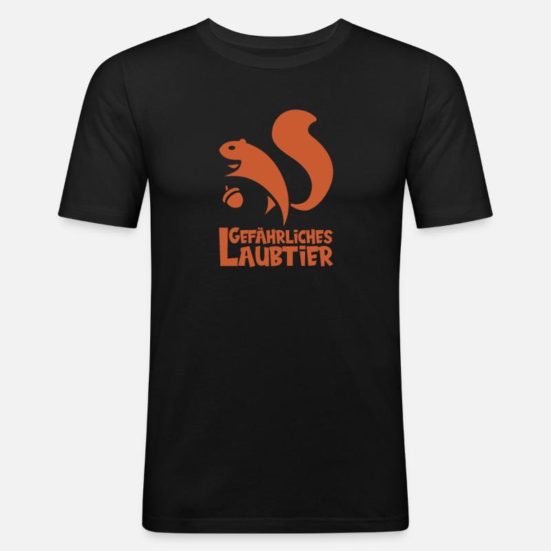 Gefährliches Laubtier Eichhörnchen - Männer Slim Fit T-Shirt - Schwarz