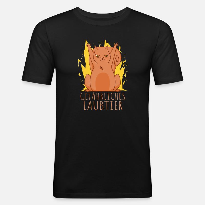 Gefährliches Laubtier Eichhörnchen - Männer Slim Fit T-Shirt - Schwarz