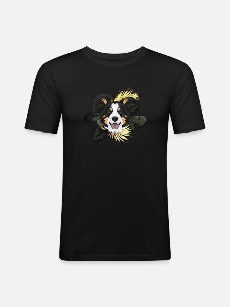 Golden Dog Border Collie - Men's Slim Fit T-Shirt - black