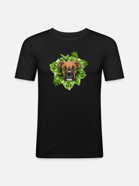 Tropical German Boxer - Men's Slim Fit T-Shirt - black