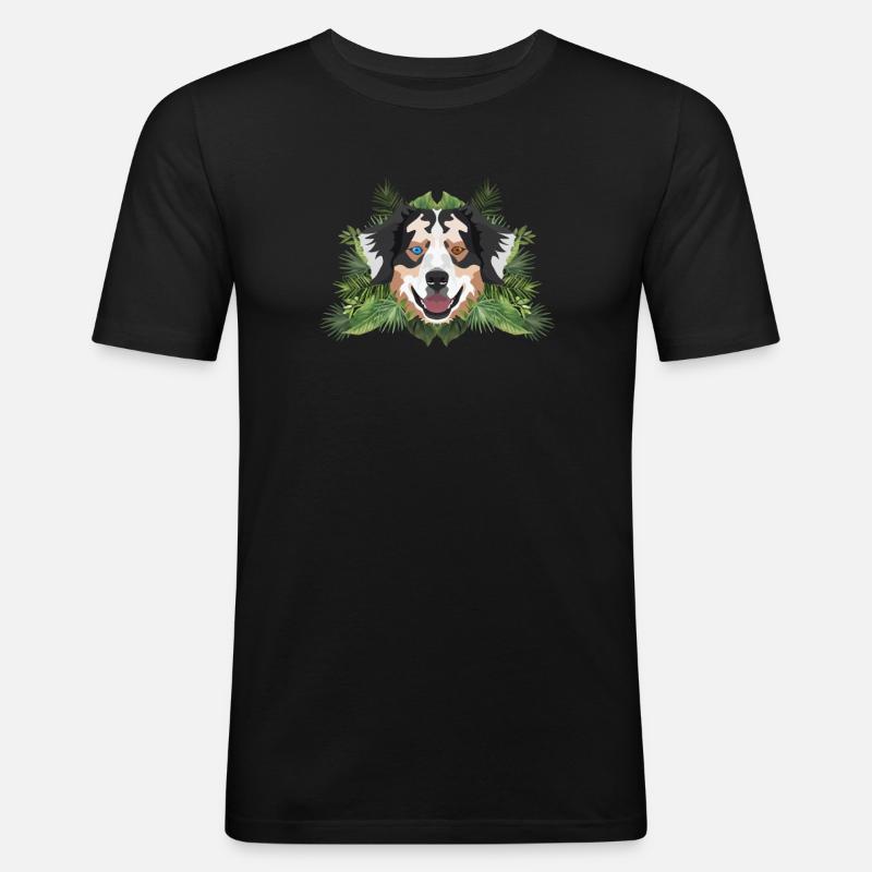 Tropical Australian Shepherd - Männer Slim Fit T-Shirt - Schwarz