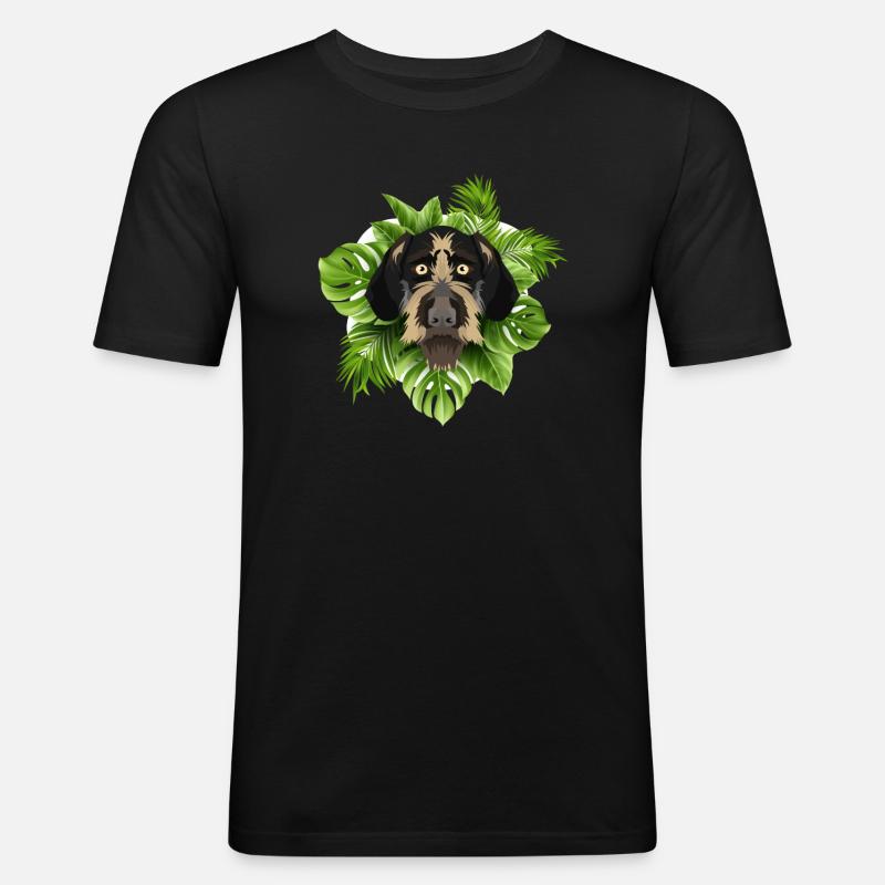 Tropical Deutsch Drahthaar - Männer Slim Fit T-Shirt - Schwarz