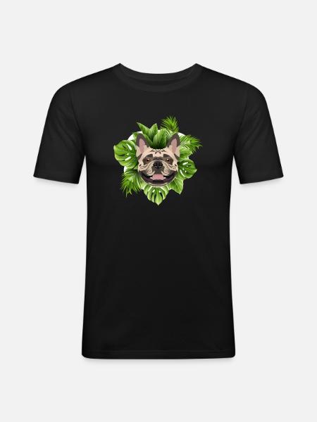Tropical French Bulldog - Men's Slim Fit T-Shirt - black