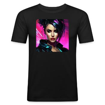 Cooles Streetwear Gothic Girl - Männer Slim Fit T-Shirt - Schwarz - Vorne - Nik (191cm)