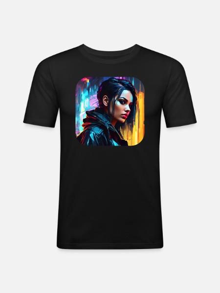 Cool Goth Cyberpunk Girl - Men's Slim Fit T-Shirt - black