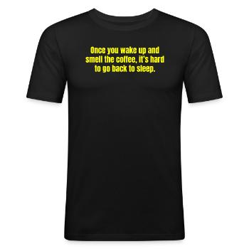 Lugt kaffen - Kaffe sjove citater - Herre Slim Fit T-Shirt - sort - Foran - Nik (191cm)
