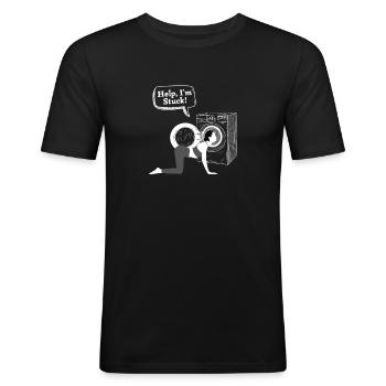 Help, I'm Stuck! Stepbro Stepsis Waschmaschine Sex - Männer Slim Fit T-Shirt - Schwarz - Vorne - Nik (191cm)