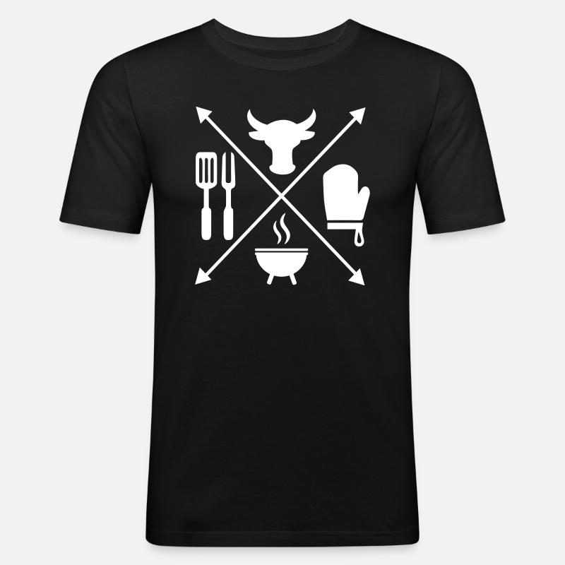 Grillen - Männer Slim Fit T-Shirt - Schwarz