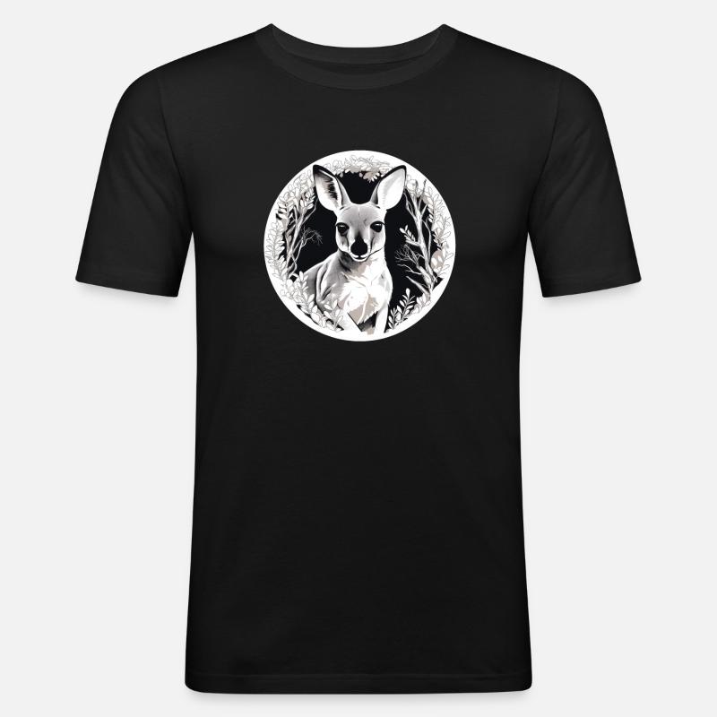 Känguru - Männer Slim Fit T-Shirt - Schwarz
