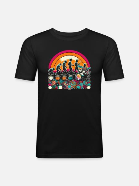 Drummer Evolution Retro - Men's Slim Fit T-Shirt - black