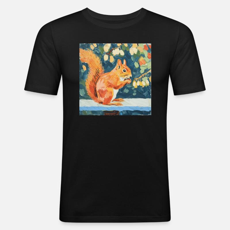 eichhörnchen, bunt, tier, geschenk, geschenkidee - Männer Slim Fit T-Shirt - Schwarz