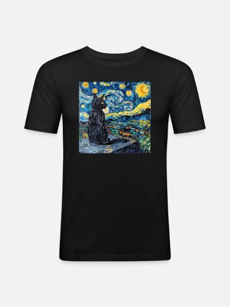 Cat, Cat Motif - Men's Slim Fit T-Shirt - black