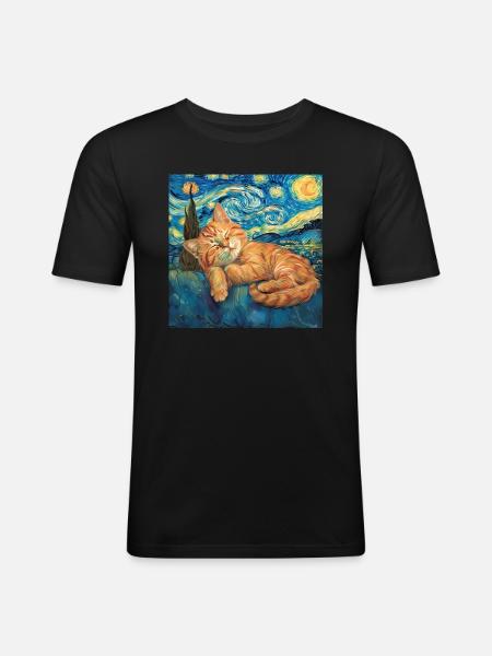 Chat, motif chat, cadeau - T-shirt près du corps Homme - noir