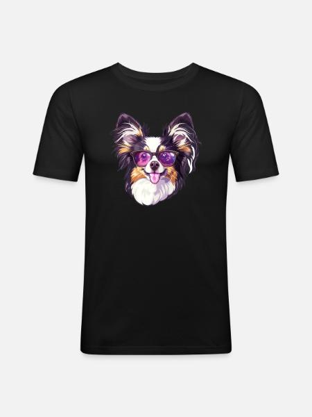 Continental Miniature Spaniel Papillon - Men's Slim Fit T-Shirt - black