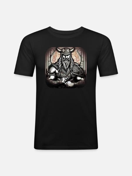 Stolzer Wikinger Krieger Germane - Männer Slim Fit T-Shirt - Schwarz