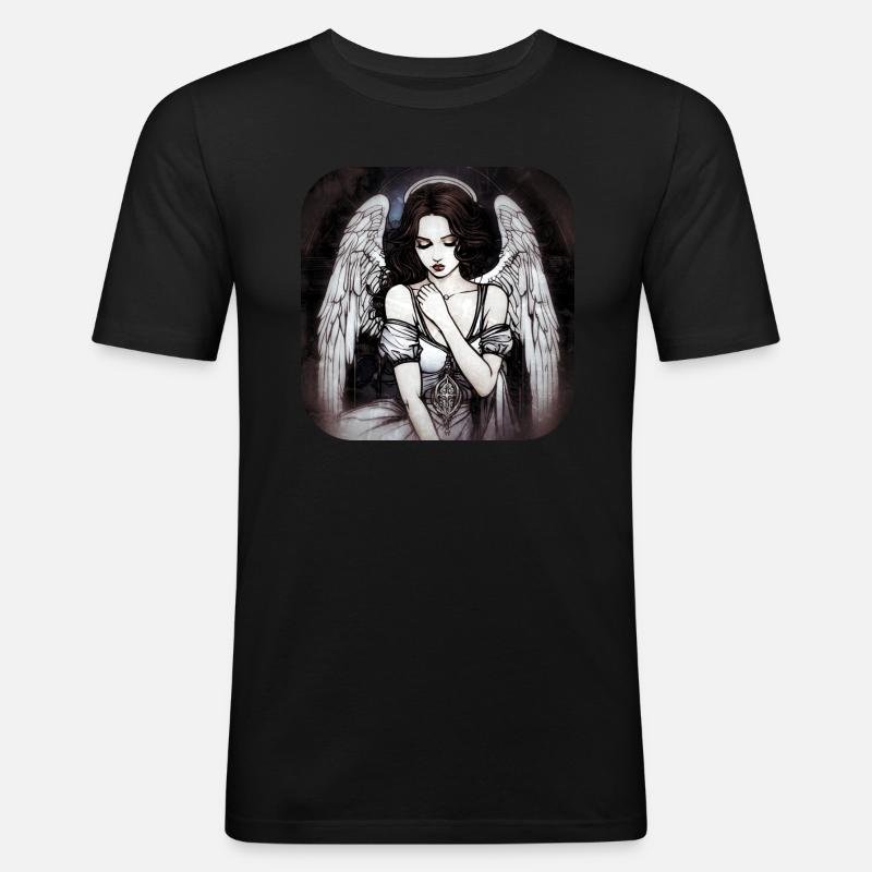 Cooles Gothic Engel II - Männer Slim Fit T-Shirt - Schwarz