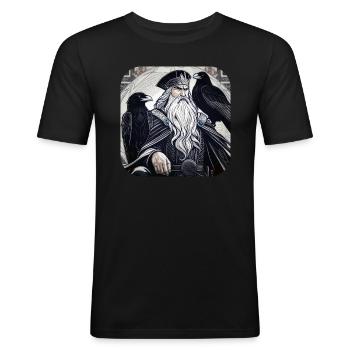 Viking Odin with Ravens II - Men's Slim Fit T-Shirt - black - Front - Nik (191cm)