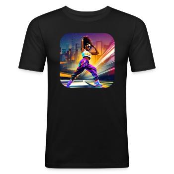 Coole Hip Hop Tänzerin - Männer Slim Fit T-Shirt - Schwarz - Vorne - Nik (191cm)
