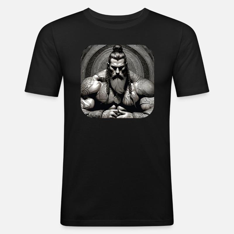 Stolzer Wikinger Krieger Germane - Männer Slim Fit T-Shirt - Schwarz