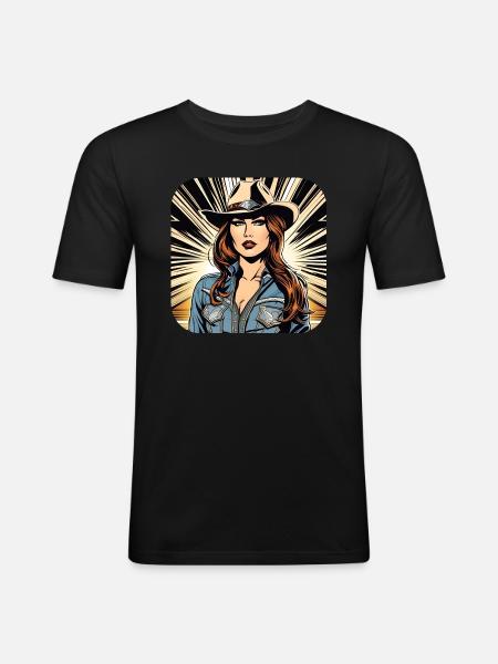 Fille de l’Ouest cool - T-shirt près du corps Homme - noir
