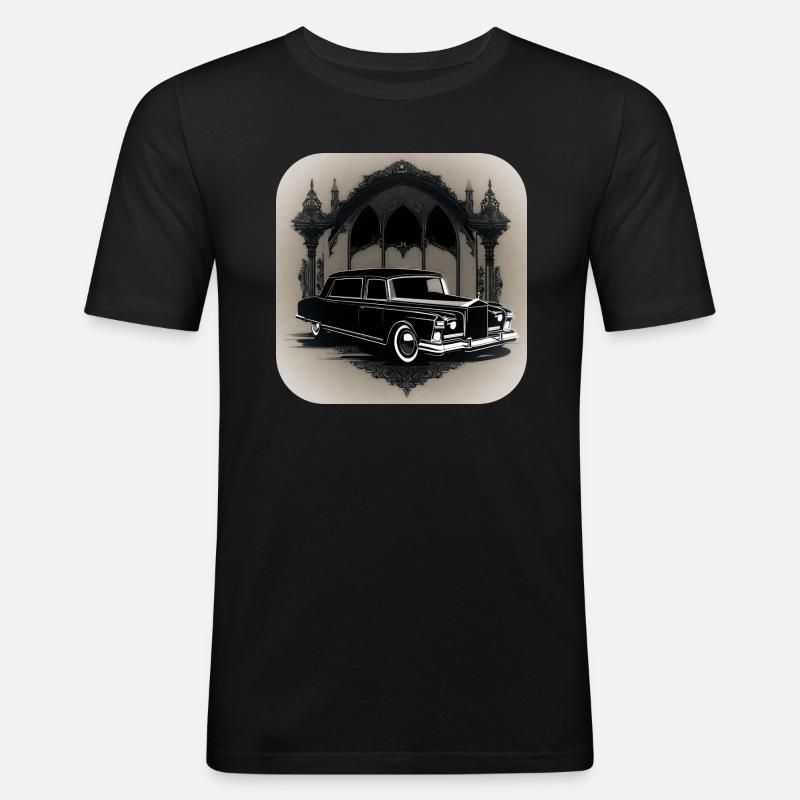 Cooler Oldtimer Leichenwagen - Männer Slim Fit T-Shirt - Schwarz