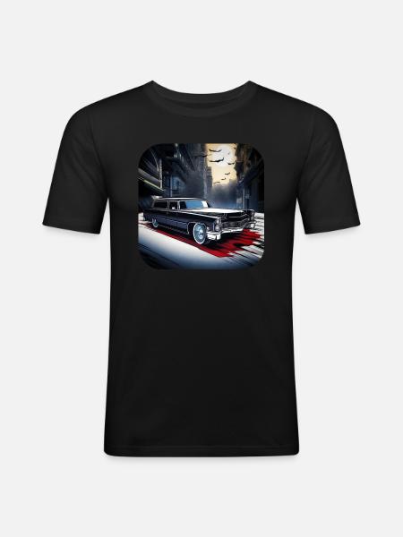 Cooler Oldtimer Leichenwagen - Männer Slim Fit T-Shirt - Schwarz