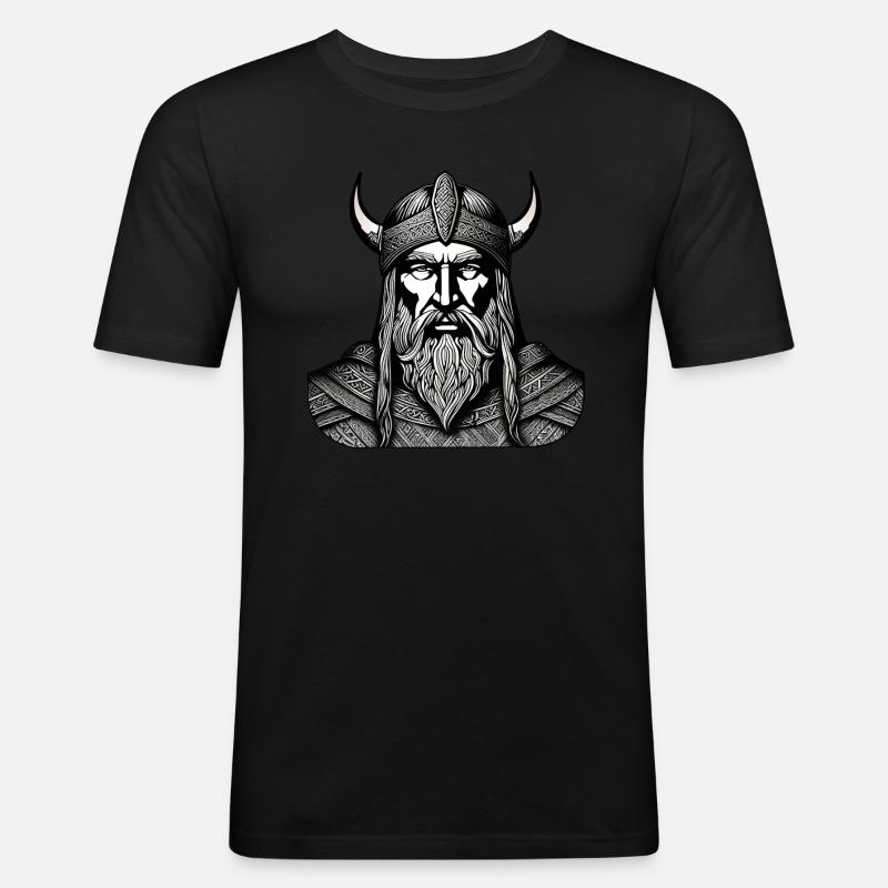 Stolzer Wikinger Krieger Germane - Männer Slim Fit T-Shirt - Schwarz