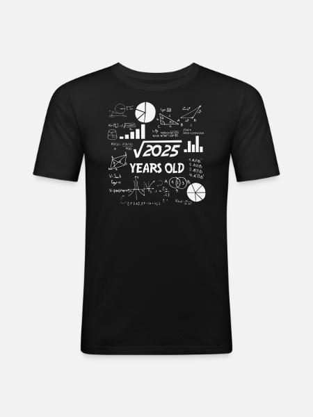 Square Root of 2025 | 45 Birthday Math 45 Years - Men's Slim Fit T-Shirt - black