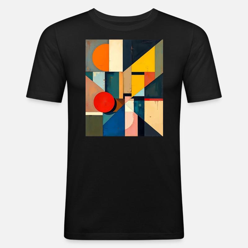 Kubismus - Männer Slim Fit T-Shirt - Schwarz