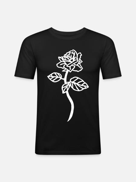 La rose blanche - T-shirt près du corps Homme - noir