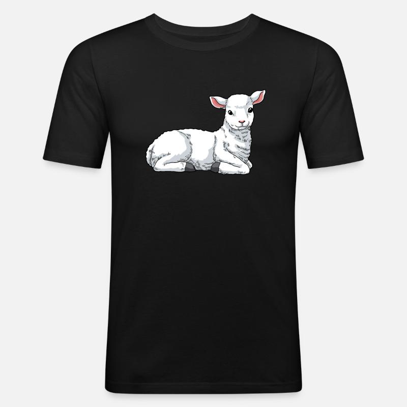 Lamm Schaf Hausschaf - Männer Slim Fit T-Shirt - Schwarz