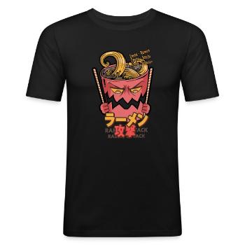 Ramen - T-shirt près du corps Homme - noir - Devant - Nik (191cm)