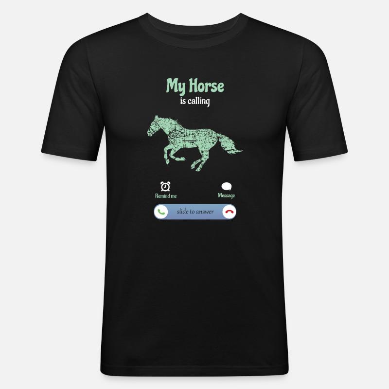 Das Pferd ruft an - Männer Slim Fit T-Shirt - Schwarz