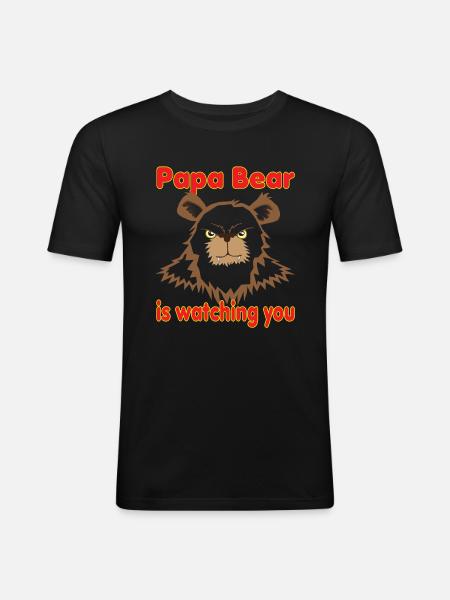 Papa Bear vous regarde - T-shirt près du corps Homme - noir