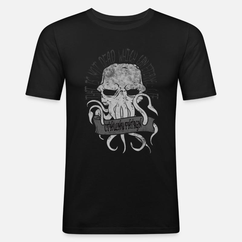 Allmächtiger Cthulskull - Männer Slim Fit T-Shirt - Schwarz