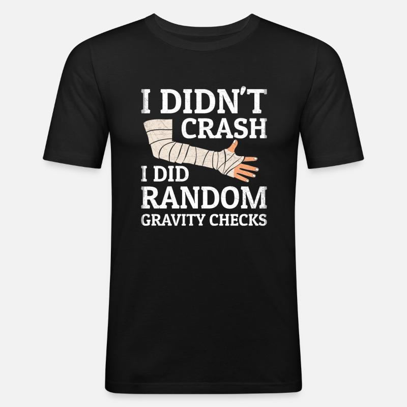 Gravity Checks - Gipsarm Armbruch Knochenbruch - Männer Slim Fit T-Shirt - Schwarz