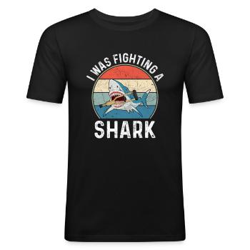 Gebrochenes Bein Spruch - Fraktur Gipsbein - Männer Slim Fit T-Shirt - Schwarz - Vorne - Nik (191cm)