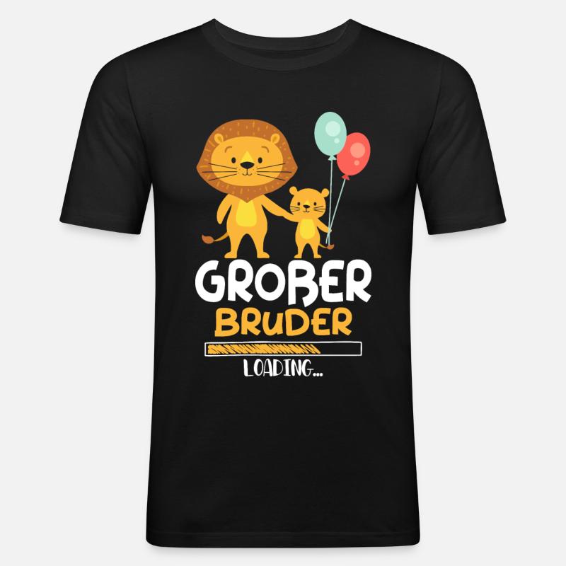 Großer Bruder Loading Löwe - Männer Slim Fit T-Shirt - Schwarz
