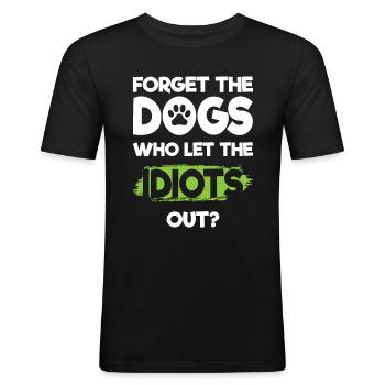 Idiot Work Evil Provocation - Men's Slim Fit T-Shirt - black - Front - Nik (191cm)