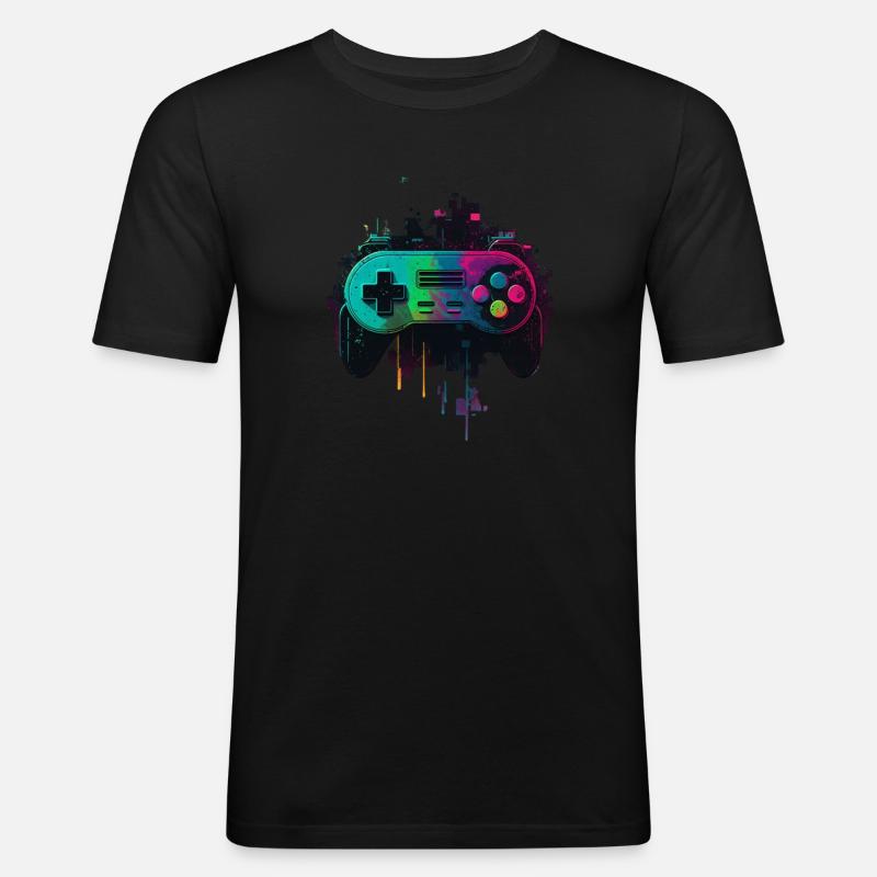 Retro Console - Men's Slim Fit T-Shirt - black
