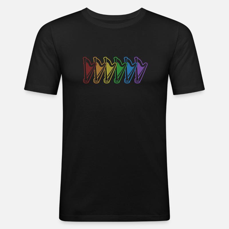 Harps LGBT Rainbow Harfe Konzertharfe - Männer Slim Fit T-Shirt - Schwarz