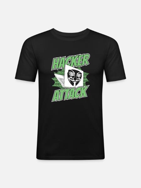 Hacker Attack Social Engineering Phishing Sniffer - Men's Slim Fit T-Shirt - black
