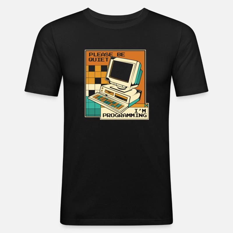 Please Be Quiet Softwareingenieur Developer - Männer Slim Fit T-Shirt - Schwarz
