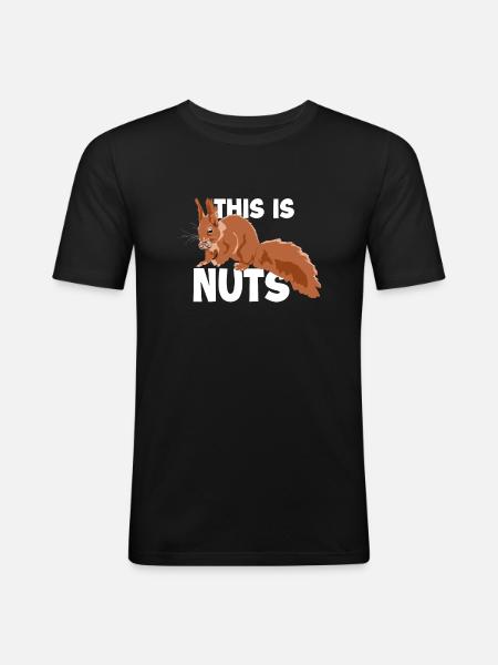 This Is Nuts Fuchshörnchen Grauhörnchen - Männer Slim Fit T-Shirt - Schwarz